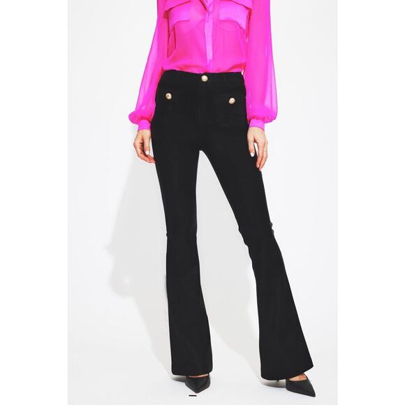 Generation Love Pants - Generation Love Andrew Ponte‎ Pants Flared Legs Pearl Buttons Trousers Black 00